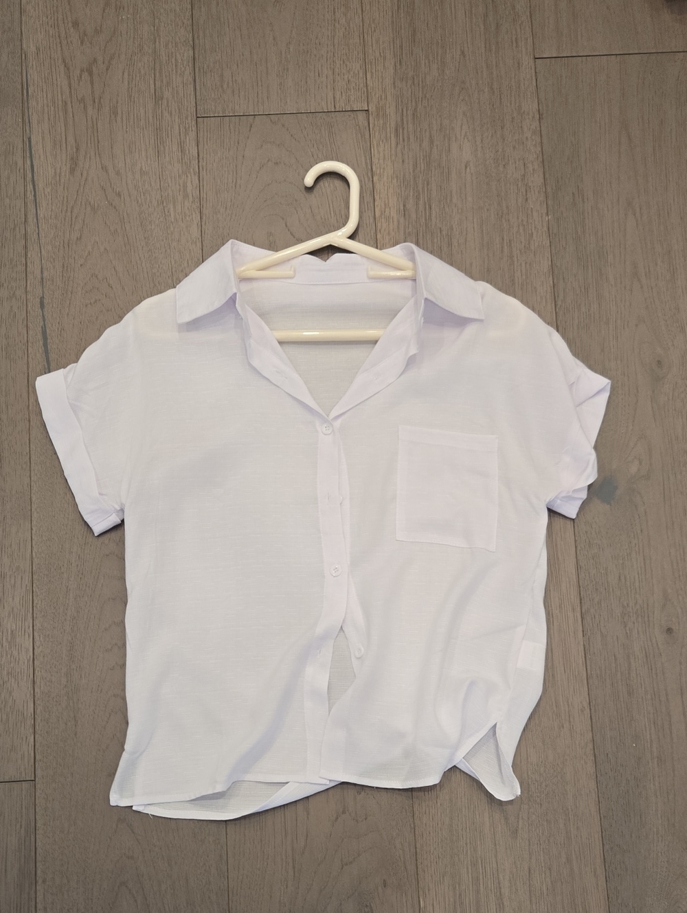 Womens Short-Sleeve Button-Up Shirt in White